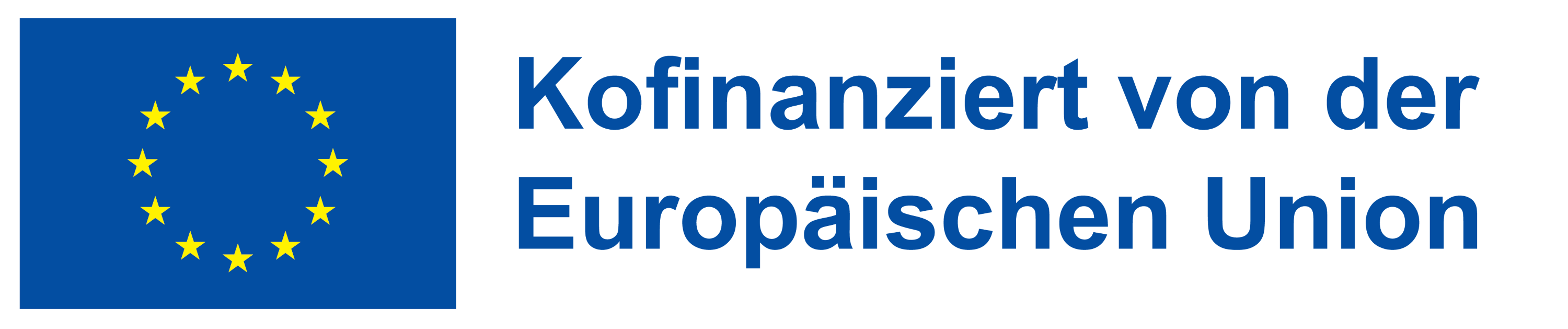 Europaflagge und Schriftzug "Kofinanzierut von der Europäischen Union"