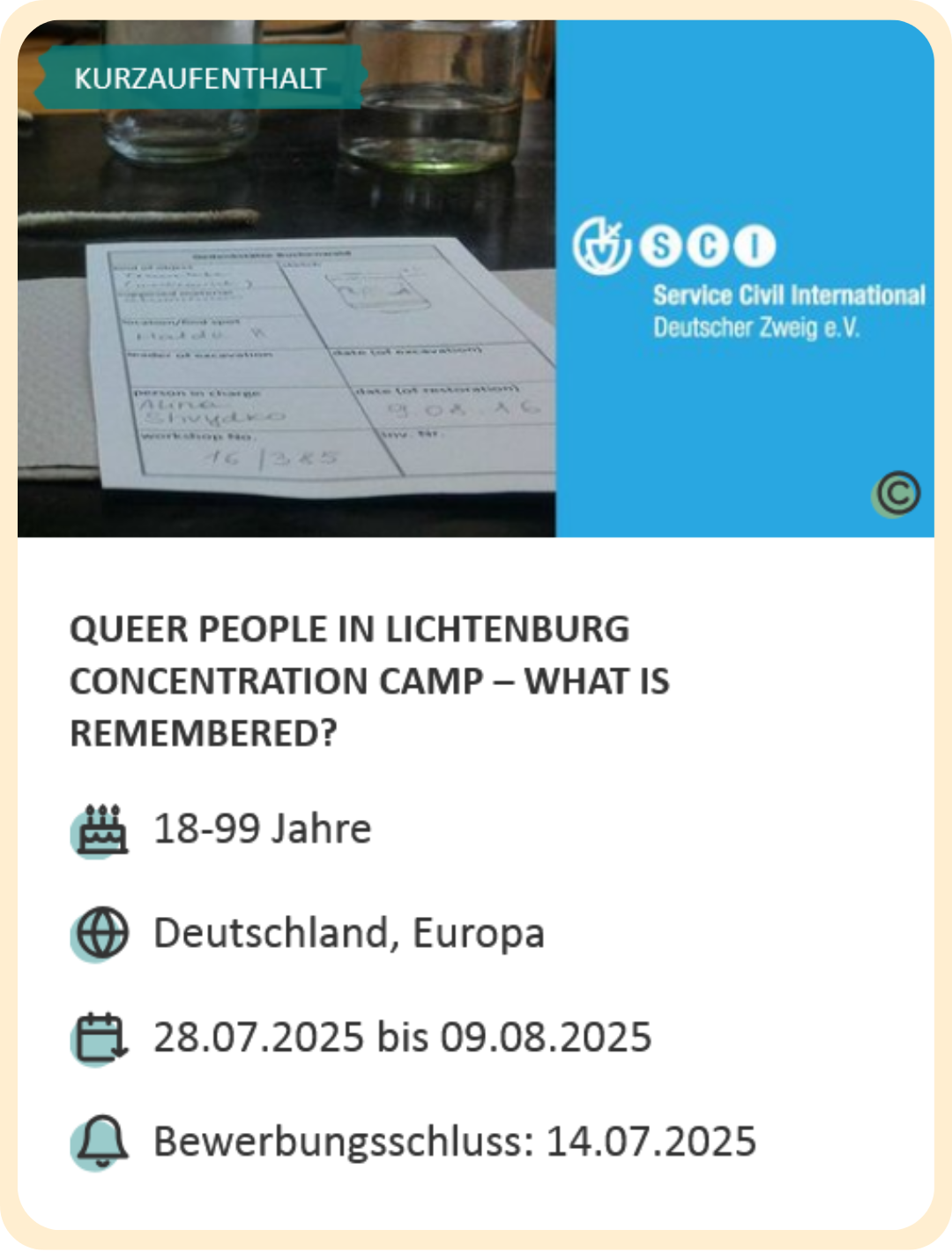 Last-Minute-Markt-Angebot: Workcamp in Deutschland