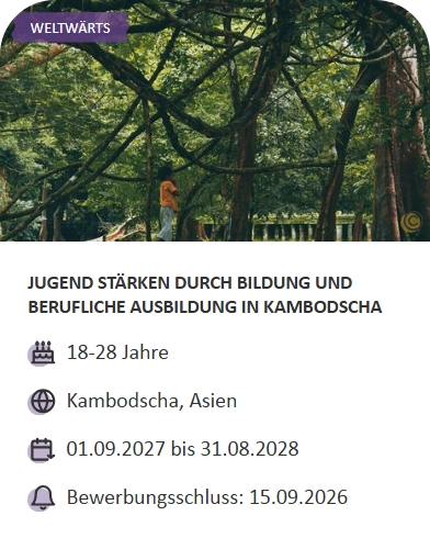Last-Minute-Markt-Angebot: Freiwilligendienst in Kambodscha