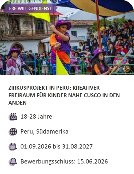 Last-Minute-Markt-Angebot: Freiwilligendienst in Peru