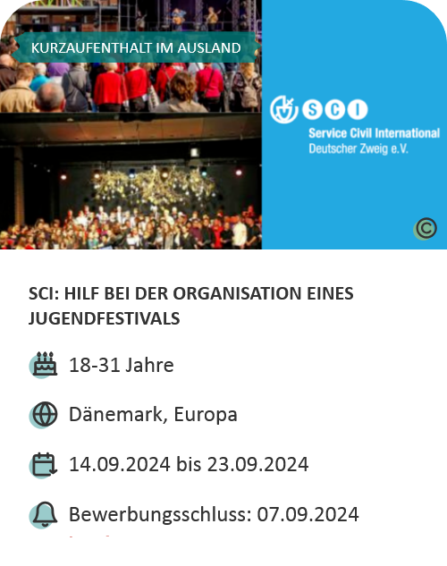 Last-Minute-Markt-Angebot: Workcamp in Dänemark, Jugendfestival