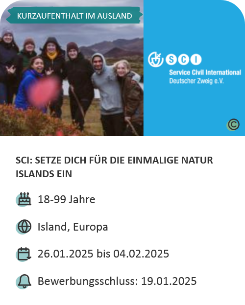 Last-Minute-Markt-Angebot: Workcamp auf Island, Naturprojekt