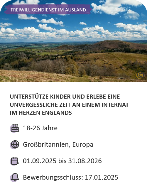 Last-Minute-Markt-Angebot: Freiwilligendienst in Großbritannien, Mitarbeit in einem Internat