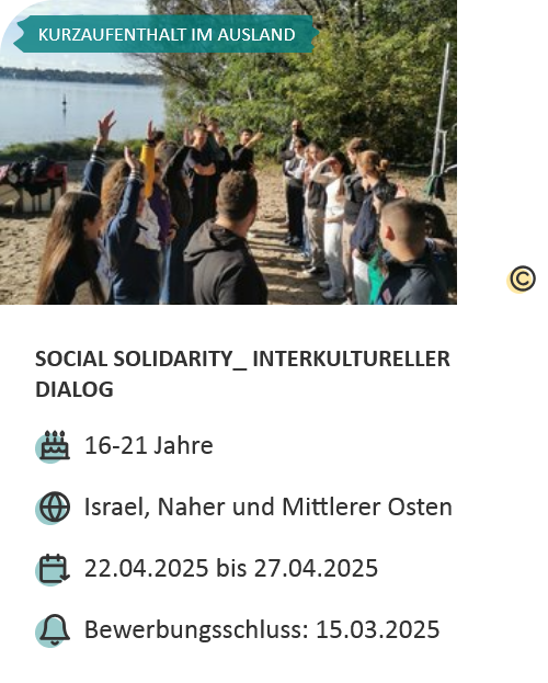 Last-Minute-Markt-Angebot: Jugendbegegnung in Deutschland, mit jüdischen und muslimischen Teilnehmenden